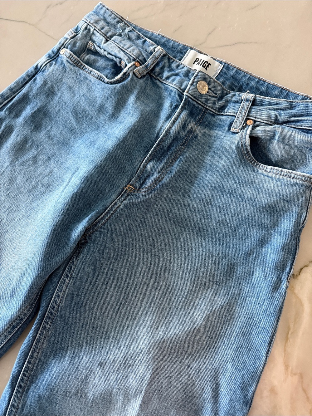 PAIGE Light Blue Cropped Leenah Ankle Jeans